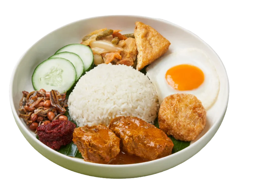 Nasi Lemak With Beef Rendang [Sayur Lodeh+Bergedil