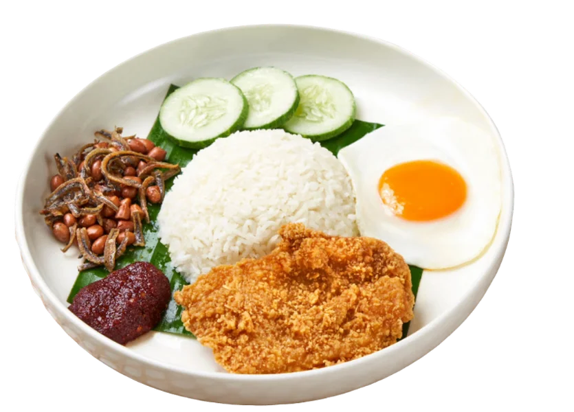 Nasi Lemak with Chicken Cutlet