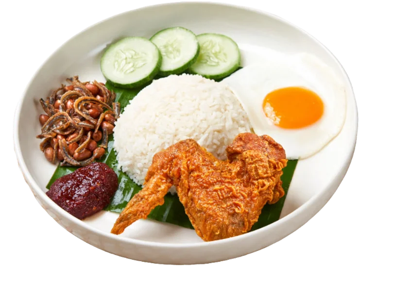 Nasi Lemak with Chicken Wing